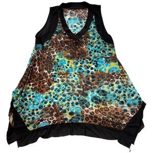 Unbranded sleeveless tunic top animal print boho y2k M
